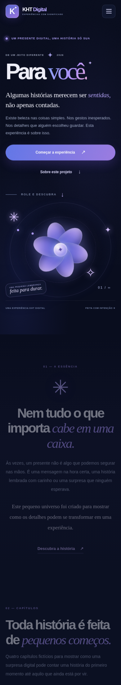 Prévia real da página inicial do presente digital Para Você